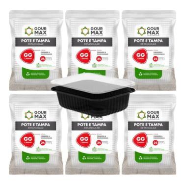 Imagem de Pote Preto 144un 1000ml 1l Descartável Marmita Freezer Microondas Fitn