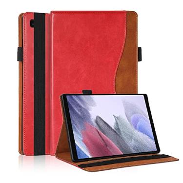Imagem de TIPOYOROO Capa para Samsung Galaxy Tab A7 Lite 8,7" 2021 Capa SM-T220 / T225 Bussiness Premium PU Couro Folio Stand Cover Flip Shell com Slot para Cartão para Tablet Galaxy Tab A7 Lite 8,7" - Vermelho