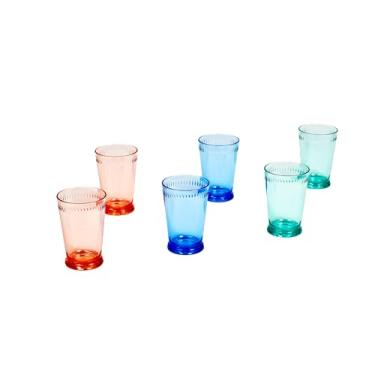 Imagem de Abode Homewares Conjunto de 6 copos com 3 cores sortidas da TarHong Tritan Scallop Tumbler, azul, verde e laranja, 600 ml, transparente