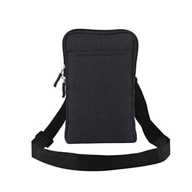 Imagem de Bolsa masculina com clipe de cinto para celular preta, coldre de ombro para celular masculino, zíper vertical, bolsa mensageiro tiracolo para celular, bolsa carteiro de ombro para smartphone com