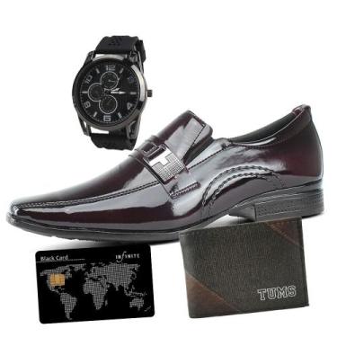 Imagem de Kit Sapato Social Masculino Com Carteira Relógio E Adesivo Black - Vin