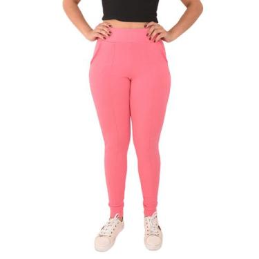 Imagem de Calça Jogger Feminina Cintura Alta Elastano Envio Imediato Malha Crepe
