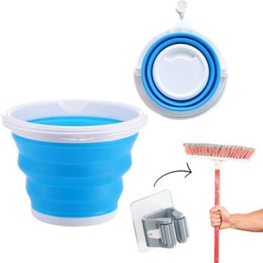 Imagem de Balde De Limpeza Retrátil 10 Litros Dobrável Silicone Com Suporte Para
