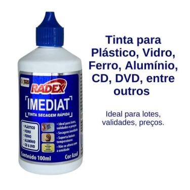 Imagem de Tinta Para Plástico Secagem Rápida 100ml Azul Para Carimbo - Radex 