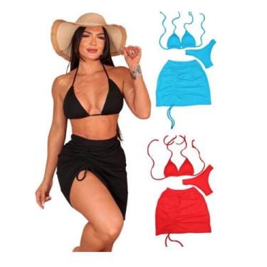 Imagem de Kit 3 Biquíni Com Saia peças Brilhante Premium - Praia - Betanqur, Pre