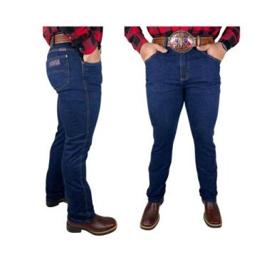 Imagem de Calça Masculina Country Tradicional Jeans Os Boiadeiros Escura Reta Re