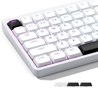 Imagem de XVX Teclas brancas de perfil baixo, conjunto de teclas Shine Through, teclas PBT Double Shot, compatibilidade com teclas Bow Keyboard para 60% 75% 80% 85% 100% MX Switches Teclado Mecânico