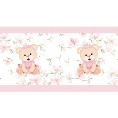Imagem de Faixa Decorativa Adesivo Infantil Ursinha Menina Rosa Bebê Quarto - CG