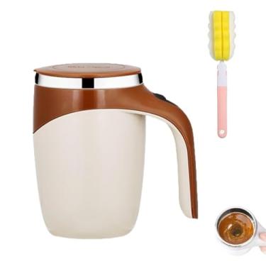 Imagem de Caneca de café com agitação automática, caneca de café magnética com agitador magnético com tampa, xícara de café automisturável de aço inoxidável com tampa para café, leite e chá (café)