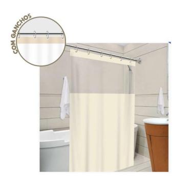 Imagem de Cortina Box Pvc Impermeável Antimofo 1,38x1,98m cor Bege - vida pratik