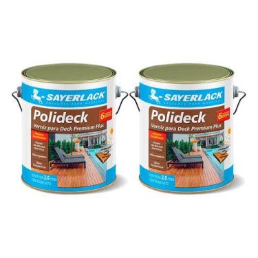 Imagem de 2 Verniz Deck Polideck Madeira Piscina 3,6lt Semibrilho Sayerlack, Ipê