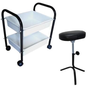 Imagem de Kit Carrinho Auxiliar 2 Band Manicure + Apoio De Pé Parapé - RENOVAR M