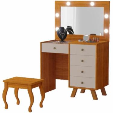 Imagem de Penteadeira Camarim com espelho banqueta LED Luapa Luna Freijo Mani