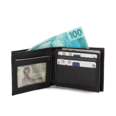 Imagem de Carteira Masculina de Couro com Compartimento para CNH Cédulas Cartões