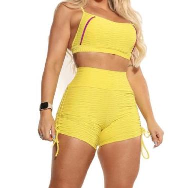 Imagem de Conjunto Fitness Top Shorts Feminino Academia Poliamida Uv50 - Estação