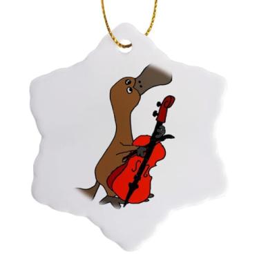 Imagem de 3dRose Ornamento de flocos de neve de violoncelo, fofo e engraçado de pato, 7,62 cm