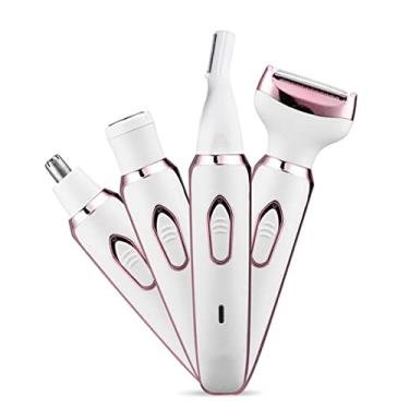 Imagem de Aparador de biquíni para mulheres, barbeador elétrico de pelos para rosto, nariz, sobrancelha, barba, bigode, braço, perna, axila, biquíni, barbeador facial feminino, substituível, recarregável, 4 em