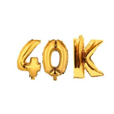 Imagem de Balão Letra/Número Metalizado Dourado 40k Instagram Youtube - RT