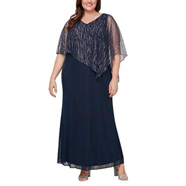 Imagem de S.L. Fashions Vestido longo feminino plus size, Azul marinho brilhante, 50