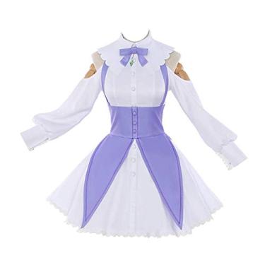 Imagem de Re0 Re Life a Different World from Zero Cosplay Emilia Cosplay Fantasia de Halloween Carnaval, Tamanho:, M
