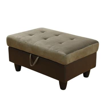 Imagem de Uneeruiqy Flanela Taupe e PVC Armazenamento Sofá Otomano Sala de Estar para Escritório Doméstico Quarto Sala de Estar, Forte Capacidade de Rolamento Sofá Pequeno Sofá