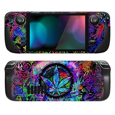 Imagem de PlayVital Conjunto completo de decalque de película protetora para LCD Steam Deck, adesivos personalizados capa de vinil para Steam Deck OLED - Folha psicodélica