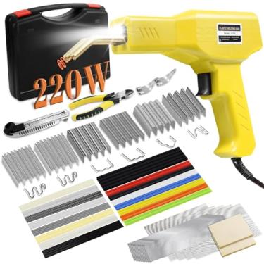 Imagem de Soldador de plástico 220W, kit de solda de plástico, reparo de para-choques de carro, 1000 peças de grampos quentes e 92 peças, 7 tipos de hastes de solda de plástico para reparo de rachaduras de