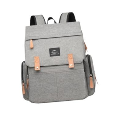 Imagem de Kokiya Mochila para fraldas de bebê, bolsa para fraldas para mamãe e papai, bolsa de viagem multifuncional, mochila de ombro para mamãe e tecidos, lanches, Cinza