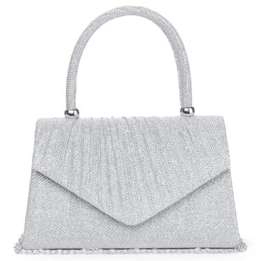 Imagem de RNIEGA Bolsa de noite, bolsas de mão brilhantes para mulheres, festa de casamento, bolsa de ombro feminina, bolsa tiracolo, Prata