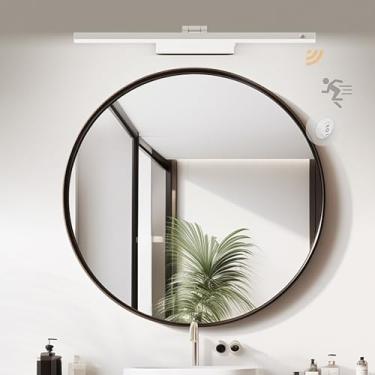 Imagem de GZZBMY Luz LED para espelho de banheiro com sensor de movimento e interruptor de iluminação de parede giratória de 180° lâmpada de armário de alumínio 80 cm 40 W arandela de parede IP44 luzes de