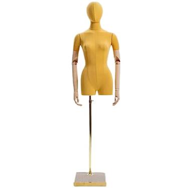 Imagem de Multiuso Manequim de clavícula Manequim de meio corpo Manequim de corpo de costura ajustável feminino com suporte de metal Superfície de pano para roupas Janela
