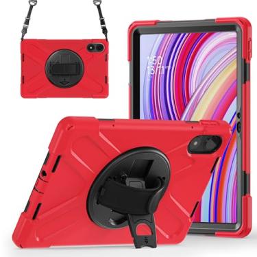 Imagem de GooodiDEAR Capa para Redmi Pad Pro 12.1, capa resistente à prova de choque Mi Poco Pad 12.1 com suporte giratório de 360°, alça de ombro ajustável, proteção total, design de plugue contra poeira,