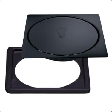 Imagem de Ralo Click + Grelha 10x10 cm PRETO FOSCO Em Aço Inox Inteligente P/Banheiro Lavanderia Cozinha Áreas Externas Vedação Em Silicone Anti Odor e Insetos X-Matte
