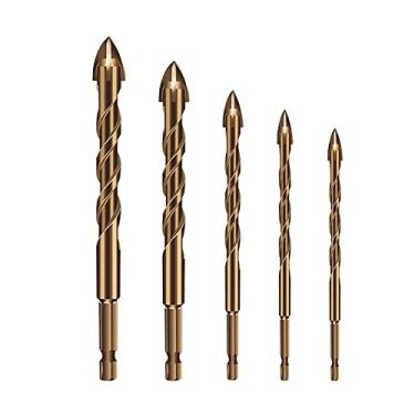 Imagem de Conjunto de brocas de 5 peças de carboneto cimentado com haste sextavada para vidro, cerâmica macia, espelho, plástico, tijolo, madeira