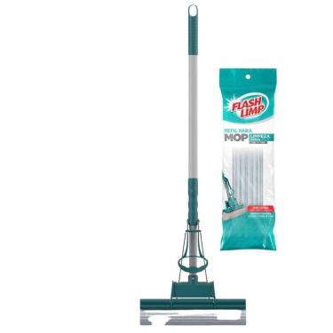Imagem de Kit Mop Flash Limp Limpeza Geral Absorvente + 1 Refil Extra