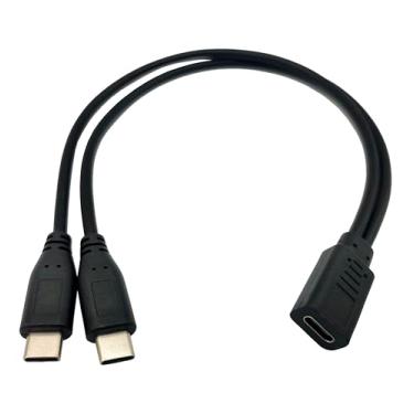 Imagem de Qaoquda Cabo de carregamento divisor USB C, 30 cm USB tipo C 1 fêmea para 2 machos duplos Y Splitter cabo de carregamento (apenas para carregamento, não pode transmitir dados)