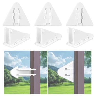 Imagem de Pacote com 6 fechaduras de porta deslizantes para segurança do bebê, trava de janela Viaky à prova de crianças, fecho de segurança forte 3M para armário deslizante/chuveiro/pátio/janela/guarda-roupa (branco)