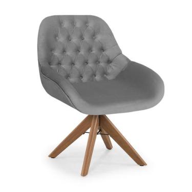 Imagem de Poltrona Base Giratória Madeira Capitonê Pandora - Due Decor, Velutto 