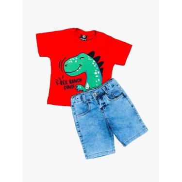 Imagem de Kit Bermuda Jeans Infantil + Camiseta Menino - Maximus, Kit 7, 10