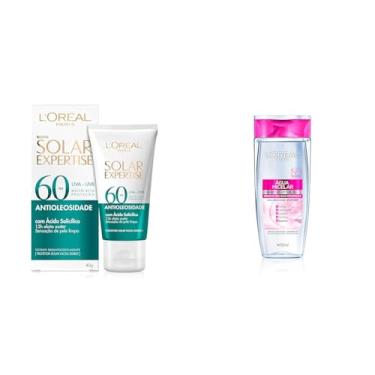 Imagem de L'Oréal Paris Protetor Solar Facial Antioleosidade FPS60 Solar Expertise Effeito Matte, 40g + Água Micelar L'Oréal Paris Solução de Limpeza 5 em 1, 400ml