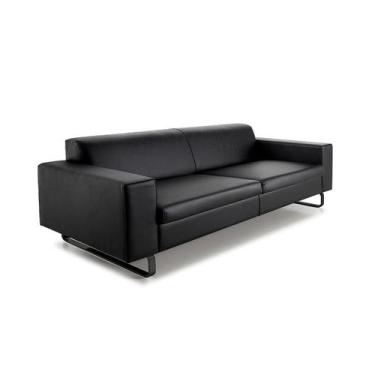 Imagem de Sofá 3 Lugares Otto Revestimento Sintético Preto 215 cm - Modern