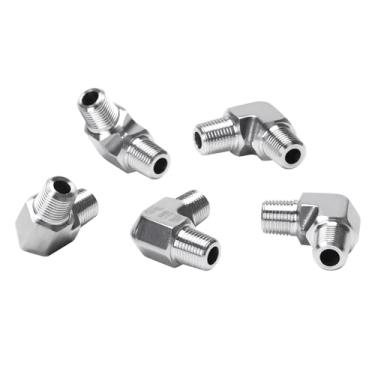 Imagem de DERPIPE Cotovelo de rua de 90 graus - 1/20.3 cm NPT macho para 1/20.3 cm NPT macho aço inoxidável 304 forjado Barstock Street Elbow adaptador encaixe de tubulação (pacote com 5)