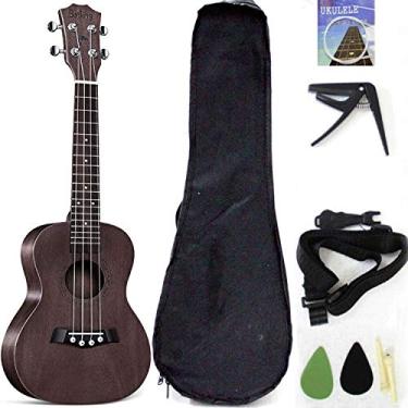 Imagem de Ukulele Tenor Ukelele topo sólido mogno 66 cm com acessórios para ukulele com bolsa de concerto, alça, corda de nylon, capo de gatilho, palhetas