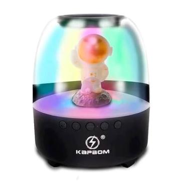 Imagem de Caixa De Som Bluetooth Astronauta Led Rgb 8w Grave Potente (Preto)