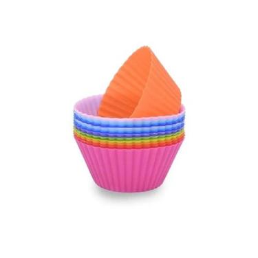 Imagem de Formas Silicone Mini Cupcake Bolo Muffin Assadeira Kit 12un - Shopmix