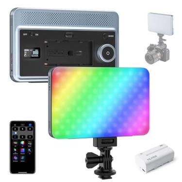 Imagem de VILTROX Painel de luz LED RGB 15C, controle de smartphone, iluminação fotográfica LED colorida de 360° com sapata fria, lâmpada de painel regulável CRI 95+ 2600K-6800K recarregável de 2200 mAh (com