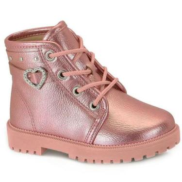 Imagem de Bota Coturno Infantil Molekinha Metalizada Menina - Rosa, 21