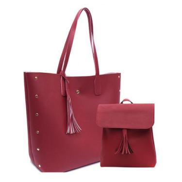 Imagem de Kit Bolsa Feminina Grande Saco Espaçosa + Mochila Compacta Resistente 