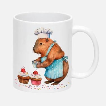 Imagem de Caneca Branca de Porcelana 325ml CAPIVARA MAMAE BOLO 2