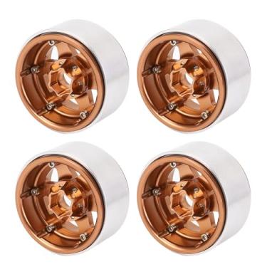 Imagem de 4PCS RC Carro Rodas Aro Metal Roda Hubs Liga de Alumínio Leve Beadlock Roda Jantes para 1/10 Escala RC Crawler SCX10 Carro Com 12mm Hex Hub (BROWN)